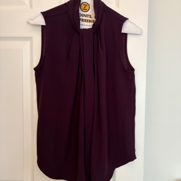 Ann Taylor Shell, Plum, Pleated accent, XS - Picture 1 of 4